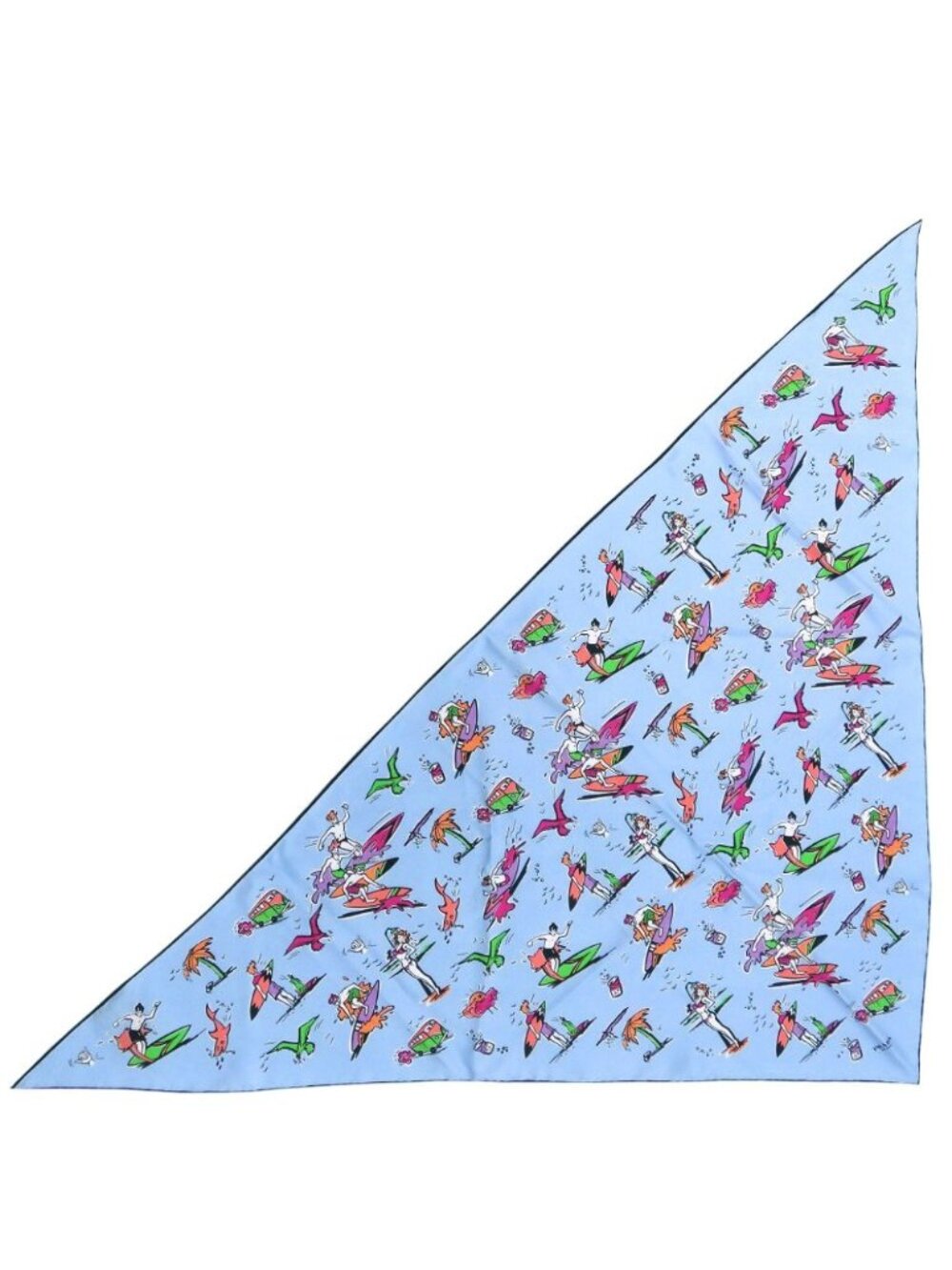 Prada Triangle Print Silk Scarf Light Blue